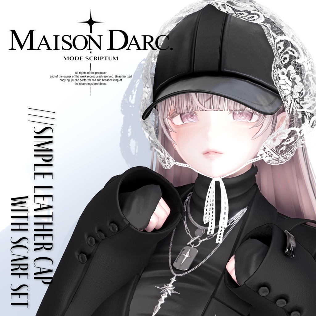 ♘MODE SCRIPTUM /// SIMPLE LEATHER CAP WITH SCARF SET ♘