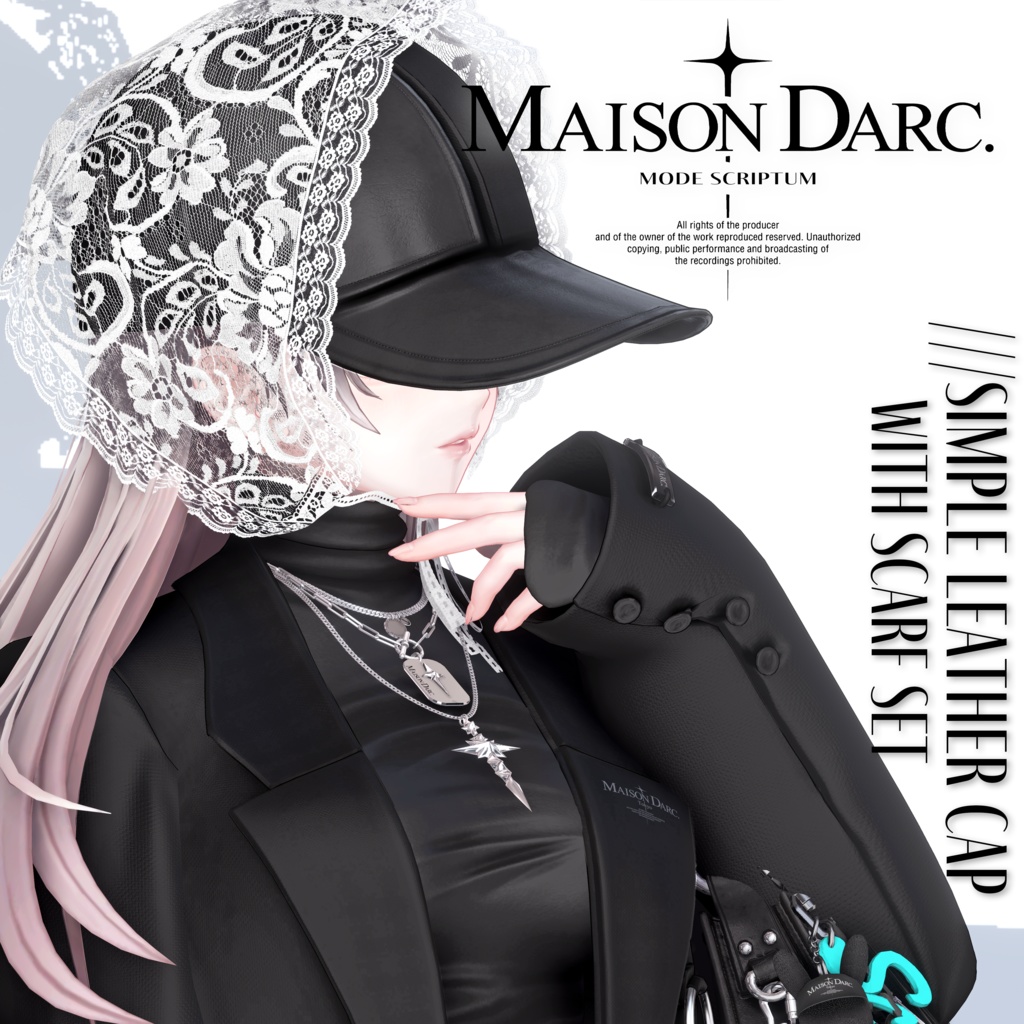 ♘MODE SCRIPTUM /// SIMPLE LEATHER CAP WITH SCARF SET ♘