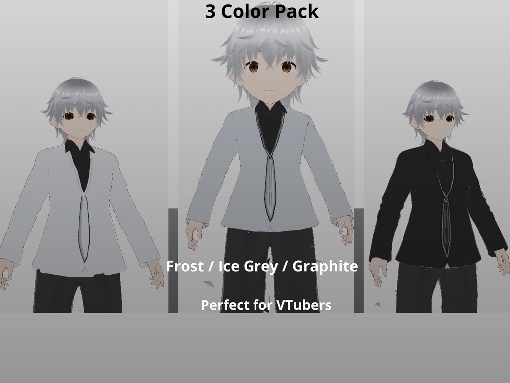 VRoid Outfit | Cyber Jacket | VTuber Clothes | 3 Color Pack (Frost / Ice Grey / Graphite)
