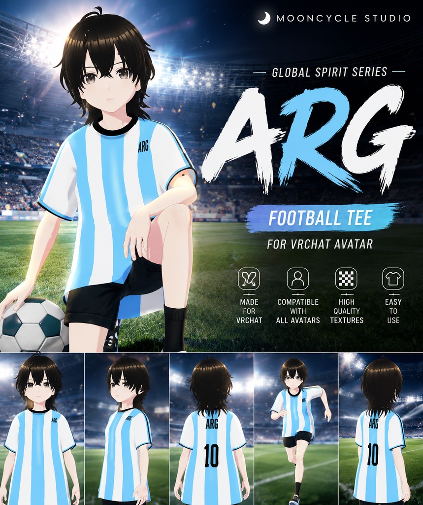 ARG Global Spirit Tee | VRoid Studio Outfit | Unisex Soccer Shirt