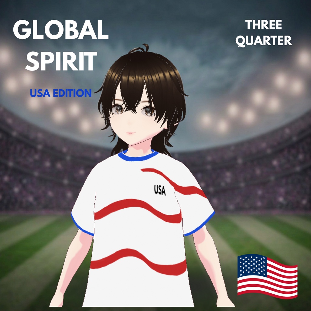 USA Global Spirit Tee | VRoid Studio Outfit | Unisex Soccer Shirt