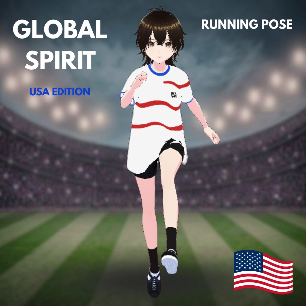 USA Global Spirit Tee | VRoid Studio Outfit | Unisex Soccer Shirt