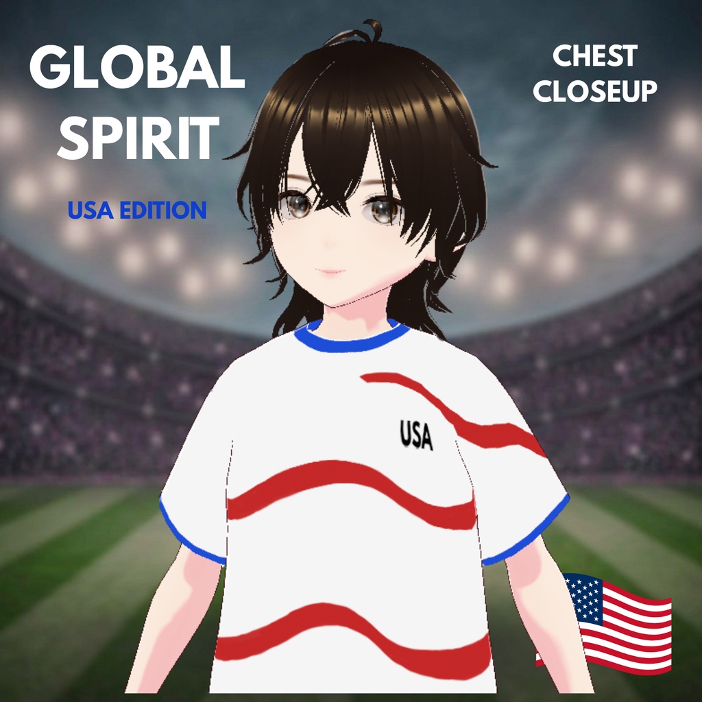 USA Global Spirit Tee | VRoid Studio Outfit | Unisex Soccer Shirt