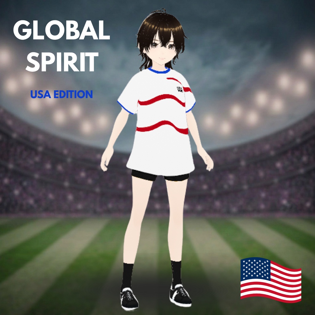USA Global Spirit Tee | VRoid Studio Outfit | Unisex Soccer Shirt