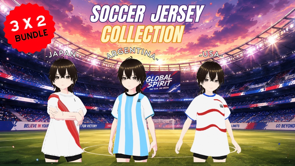 Global Spirit – Soccer Jersey Collection Bundle | VRoid Studio