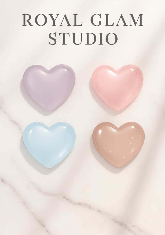 【Mini9】Jelly Crystal Heart|9点セット(Royal Glam Studio/透明ガラス×きらめき)