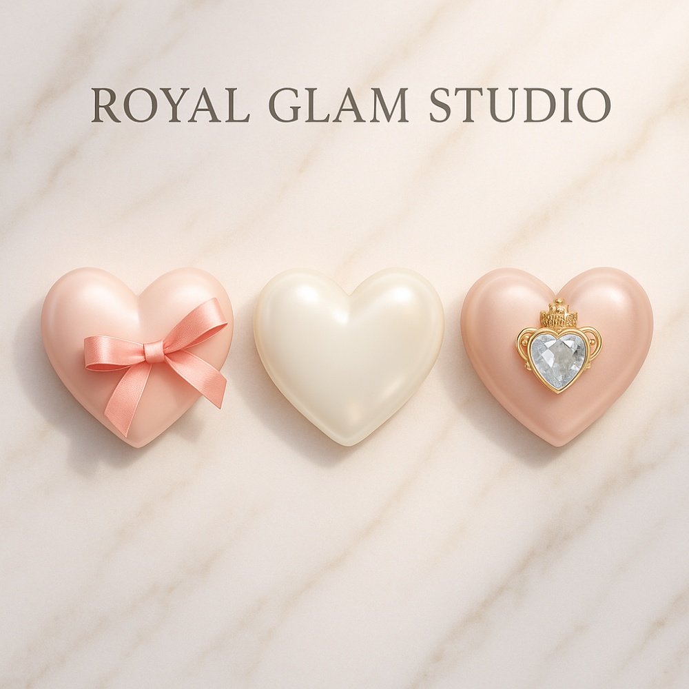 【Mini9】リボン×宝石×ガーリー透明ハート素材|9点セット