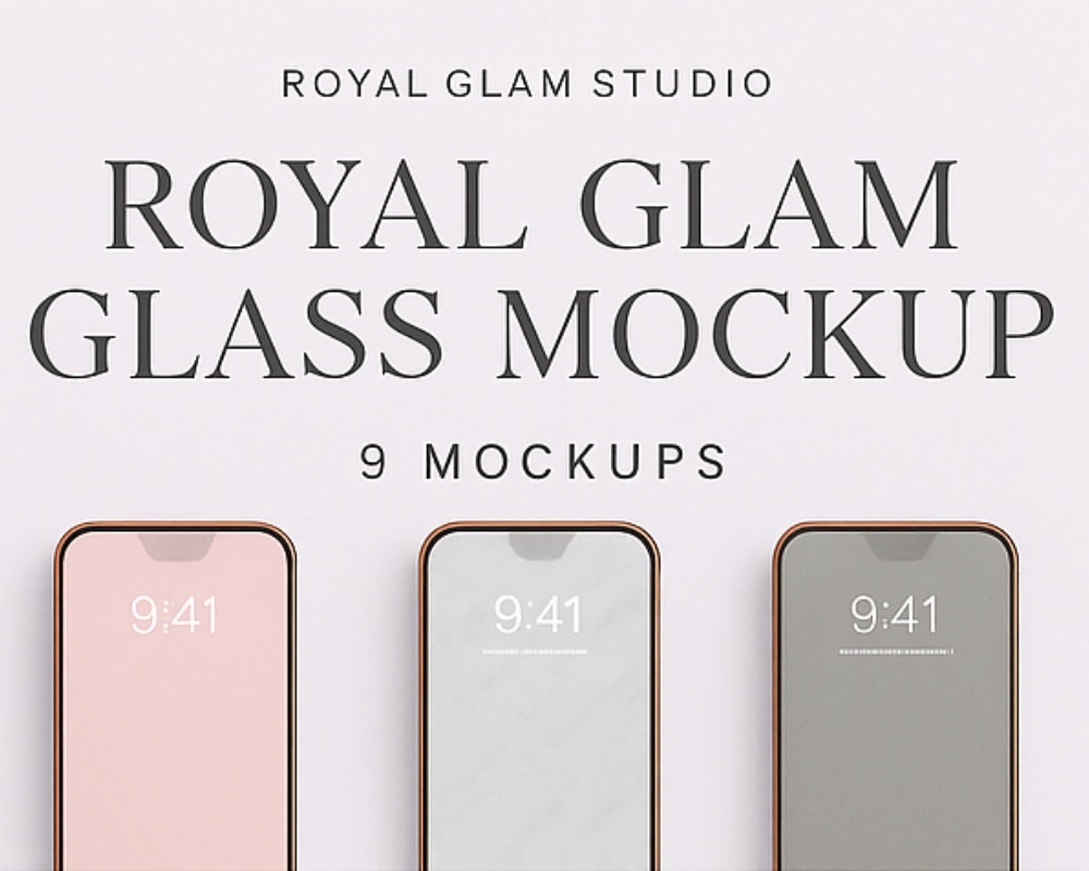 【Glam9】高見えスマホモックアップ 背景カラー付き 9枚セット