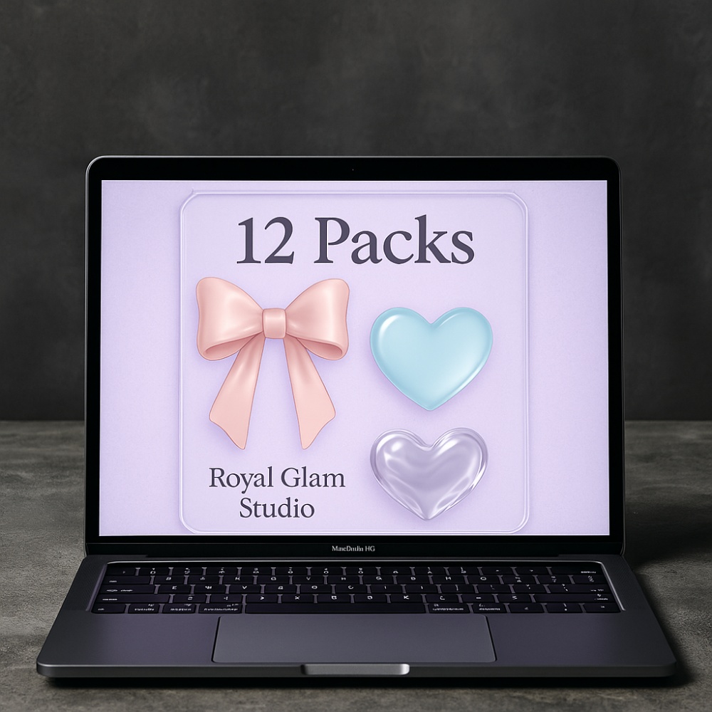 【Glam12】淡色うるちゅる♡ハート素材6個&リボン素材6個| 12点セット