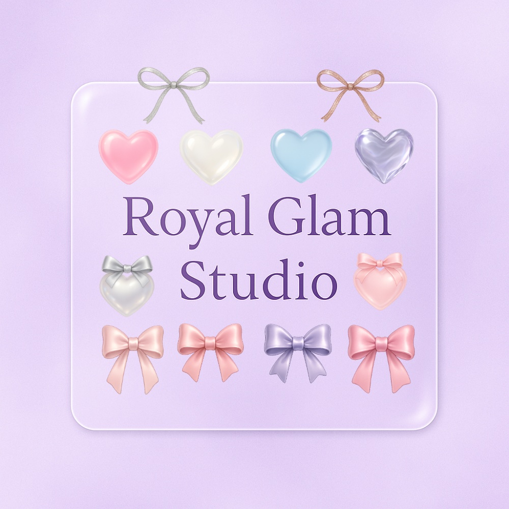 【Glam12】淡色うるちゅる♡ハート素材6個&リボン素材6個| 12点セット