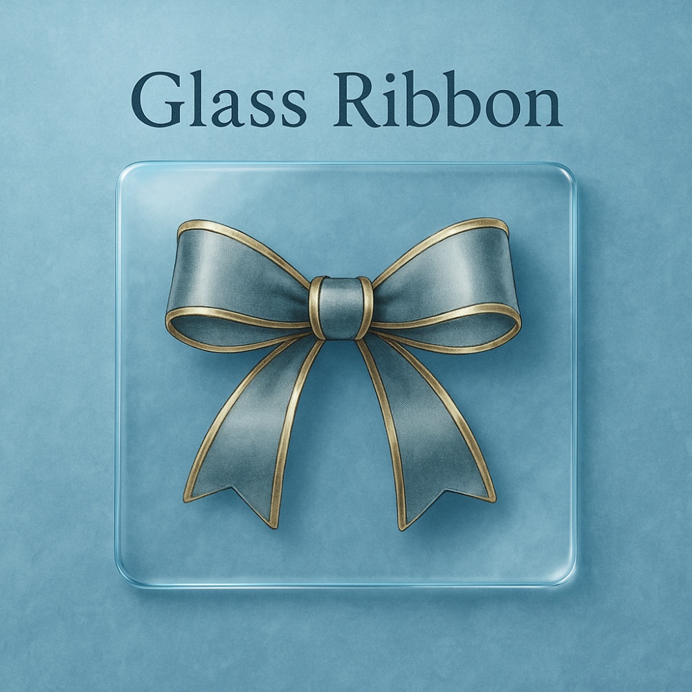 【Mini9】 ガラスリボン – プラチナ×ブルーのエレガントリボン素材| 9点セット