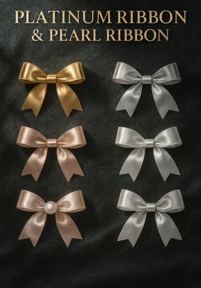 【Mini9】高級プラチナ&パールリボンコレクション素材 | 9点セット
