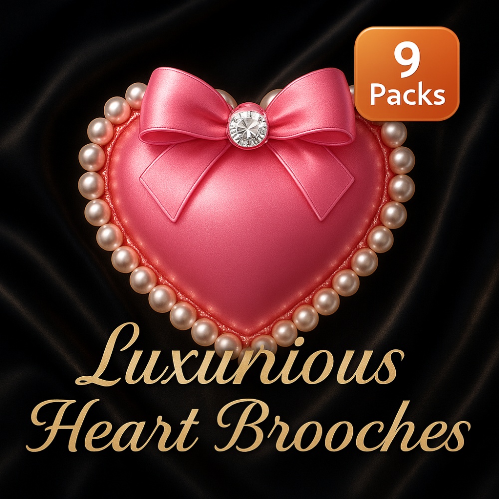 【Mini9】パールフレーム×リボン付きジュエリーハート|9点セット
