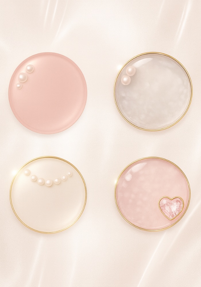 【Glam18】 うるちゅるガラス×淡色ガーリー デコアイコン+くり抜きフレーム|18点セット