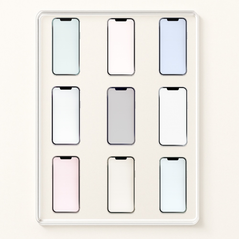 シンプル淡色スマホモックアップ ｜9点セット+１点おまけ