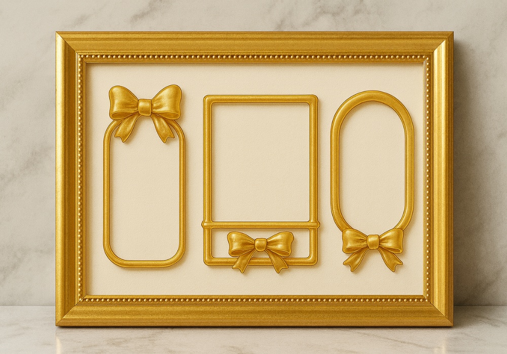 【12Packs】パステルカラー・ガラスリボンフレーム素材セット|12点セット