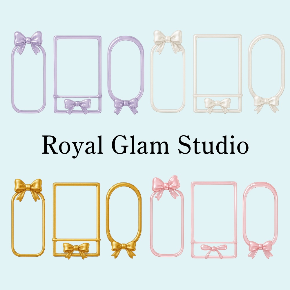 【12Packs】パステルカラー・ガラスリボンフレーム素材セット｜１２点セット