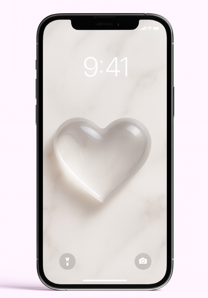 大人シックガラスハートスマホ壁紙(透明感たっぷりの大人ガーリー)|9点セット