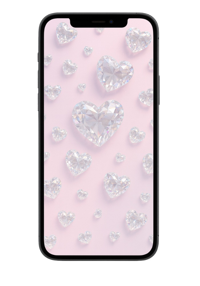 大人シックガラスハートスマホ壁紙(透明感たっぷりの大人ガーリー)|9点セット