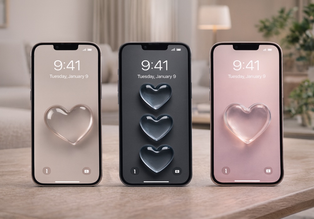 大人シックガラスハートスマホ壁紙9点セット（透明感たっぷりの大人ガーリー）