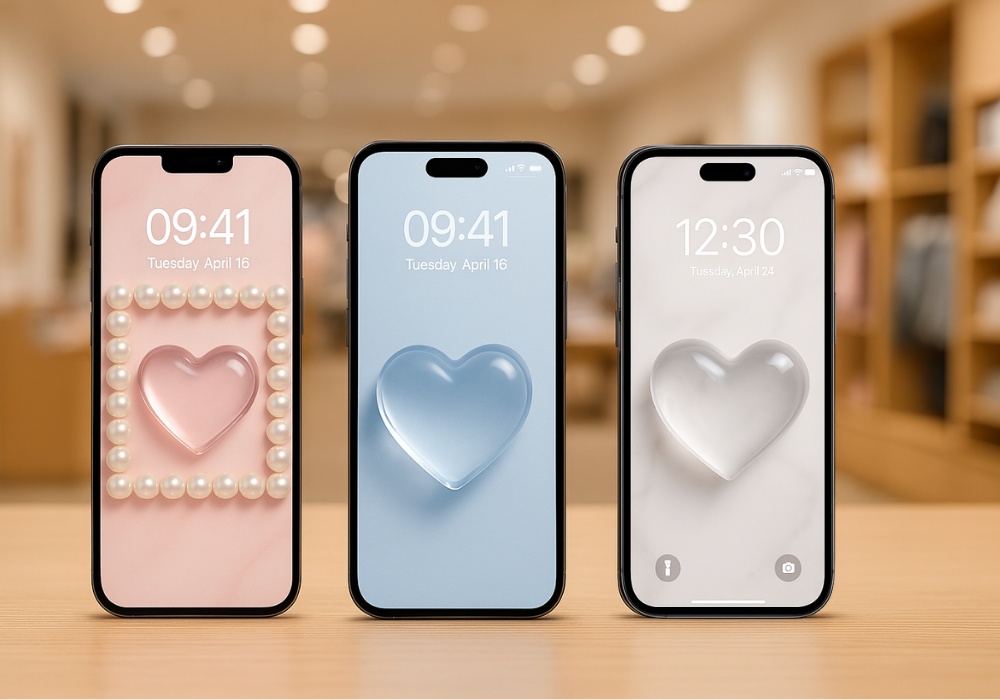 大人シックガラスハートスマホ壁紙9点セット(透明感たっぷりの大人ガーリー)