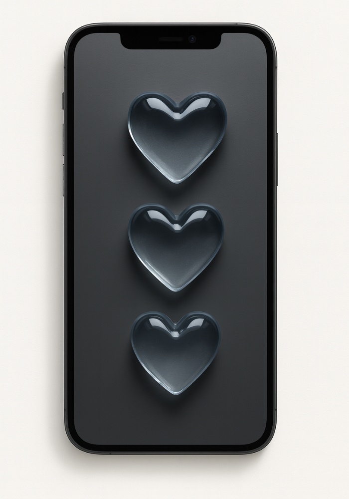 大人シックガラスハートスマホ壁紙(透明感たっぷりの大人ガーリー)|9点セット