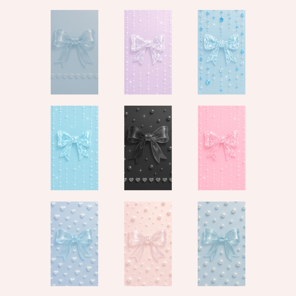 クリスタルガラスリボン壁紙| 9点セット