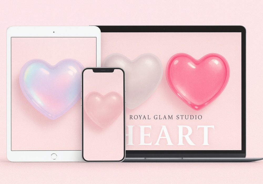 うるちゅるピンクガラスハート素材|12点セット