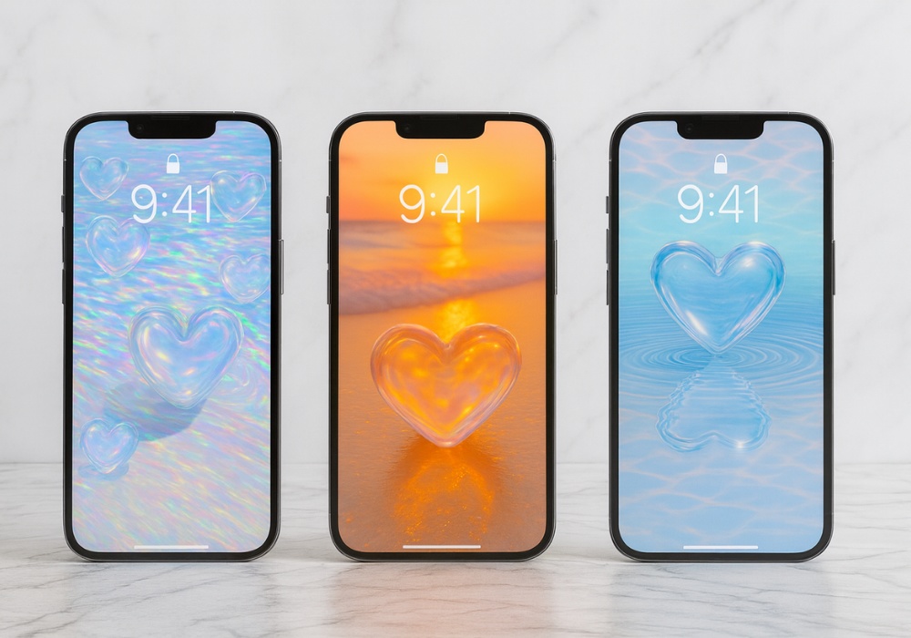 透明ぷるぷるハート壁紙セット9点セット