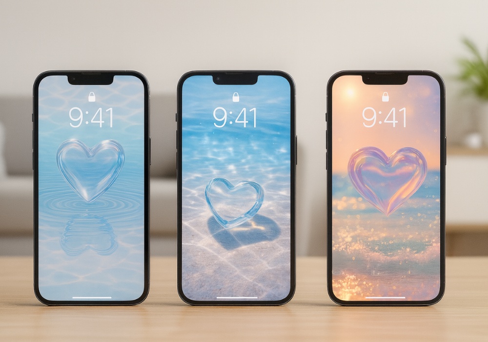 透明ぷるぷるハート壁紙セット9点セット