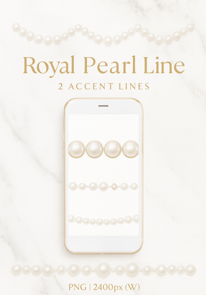 上品パール飾りライン| 9点セット(リボン・ハート・ガラス・王冠)