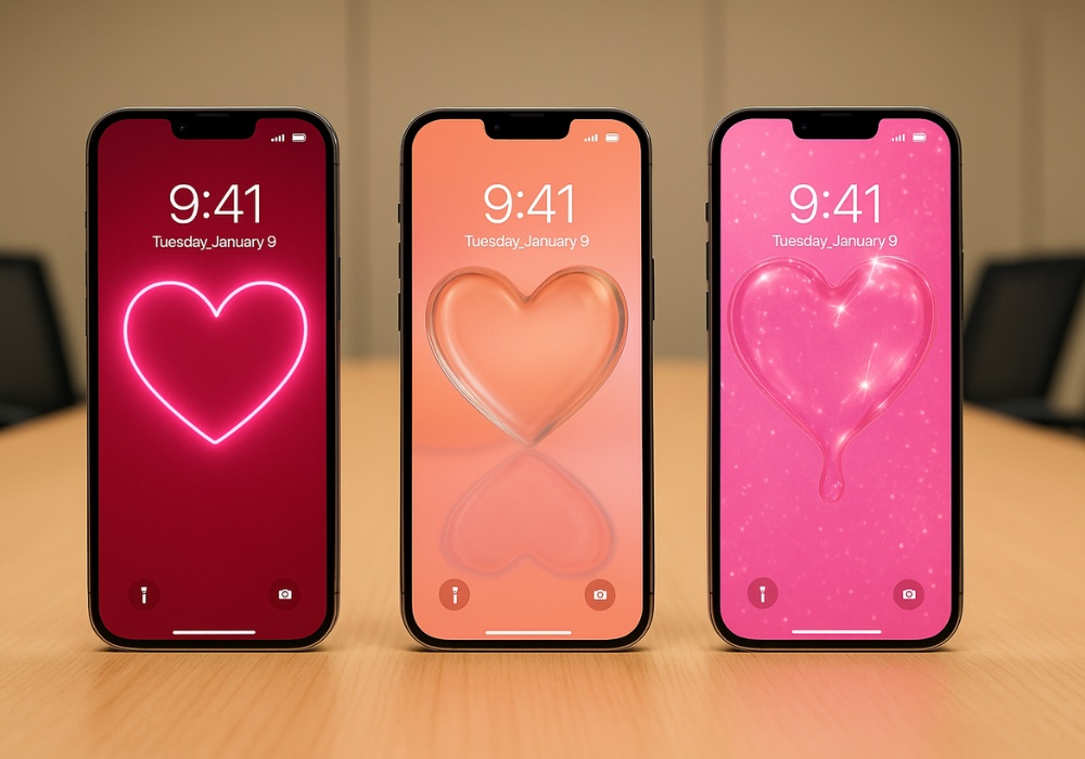 ハート壁紙コレクション |9点セット(透明感 × ネオン × ピンクグラデのスマホ壁紙セット)