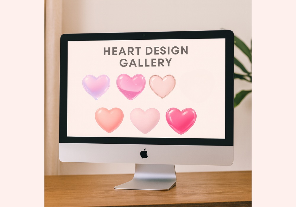 うるつやピンクハート素材 15点セット|ジェル・キャンディ・パール・透明感 PNG