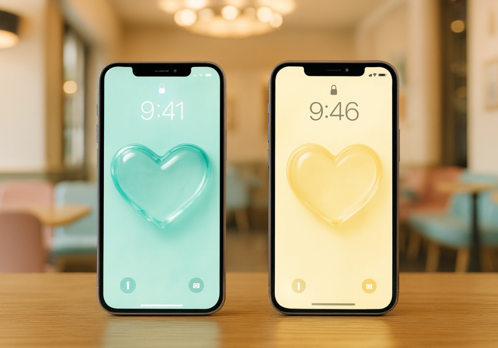 パステルガラスハート壁紙５点セット｜うるちゅる高品質スマホ背景