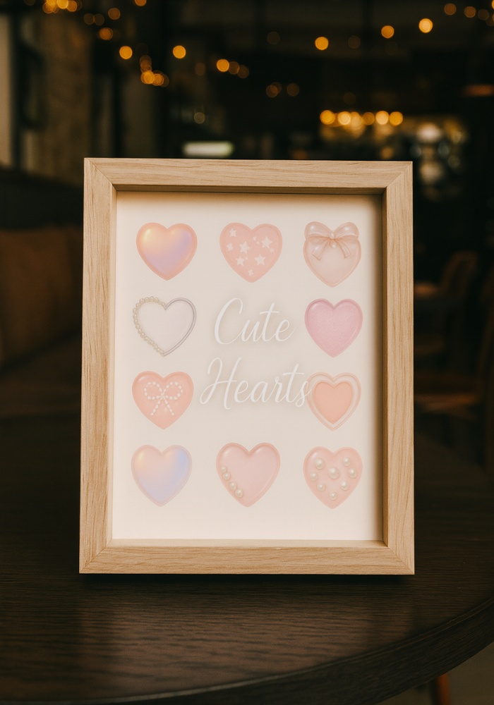 うるうる可愛いピンクハート素材10点セット|パール・リボン・グリッター・透明ガラス風 PNG