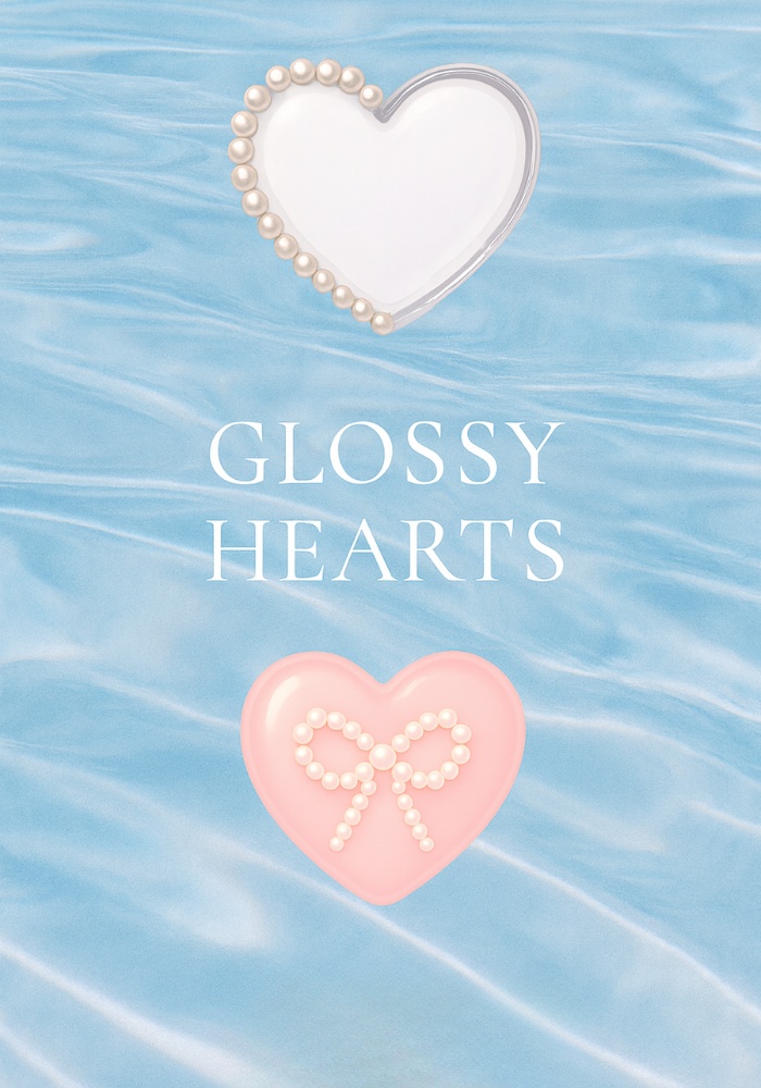 うるうる可愛いピンクハート素材10点セット|パール・リボン・グリッター・透明ガラス風 PNG