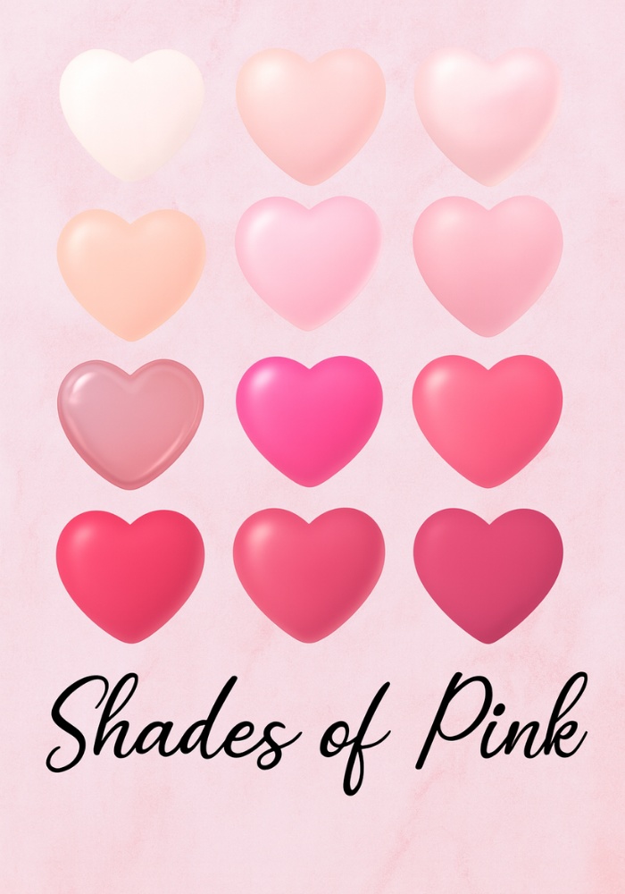 ピンクグラデーションのうるつやハート素材 12点セット|背景透過PNG|ガーリー・可愛いデザイン