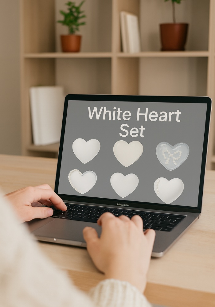 ガーリーホワイトハートコレクション12点|高品質クリップアート PNG