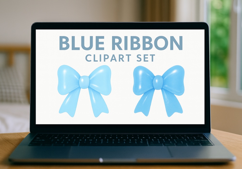 水色リボン素材7点セット|ガーリー・透明感・光沢・ドリーミー|商用利用OK