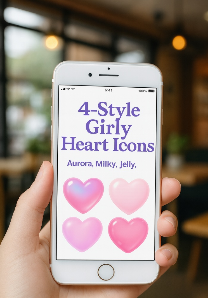 ぷるん透明&宝石カットのガーリーハート素材12点セット|ジェル/パール/オーロラ/グリッター(背景透過PNG)