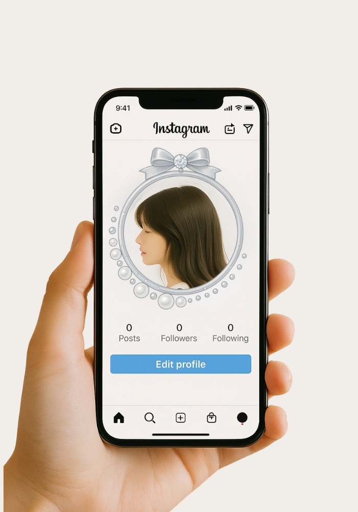 ラグジュアリー シルバー アイコンリング 4点セット ダイヤ・パール・リボン|背景透過PNG