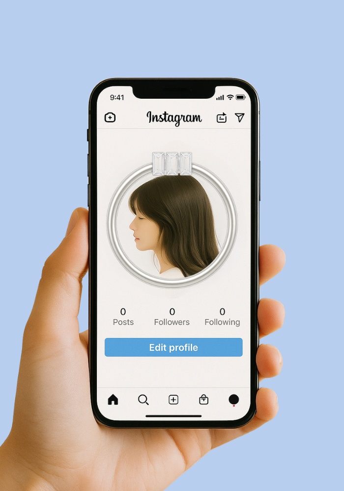 ミニマル シルバー アイコンリング 4点セット ダイヤ・ハート・リボン|背景透過PNG