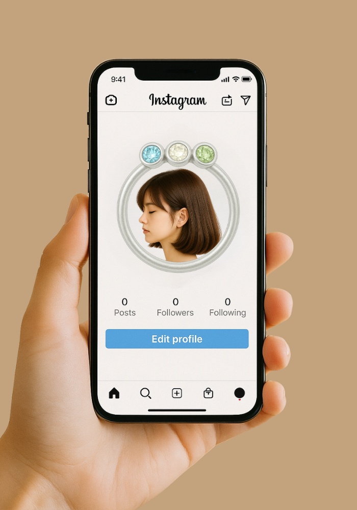 【アイコンリング】ラグジュアリーシルバー|透過PNG|4点セット|ダイヤ・パール・カラーストーン