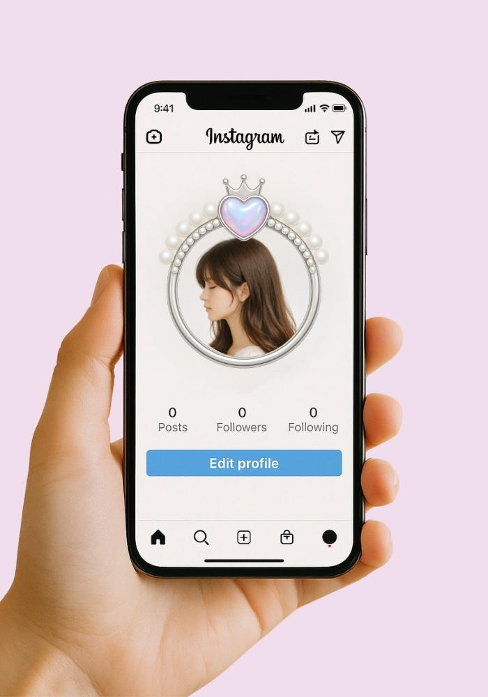 【アイコンリング】オーロラ|透過PNG|4点セット|ハートクラウン・パール・リボン|透明感・ゆめかわ