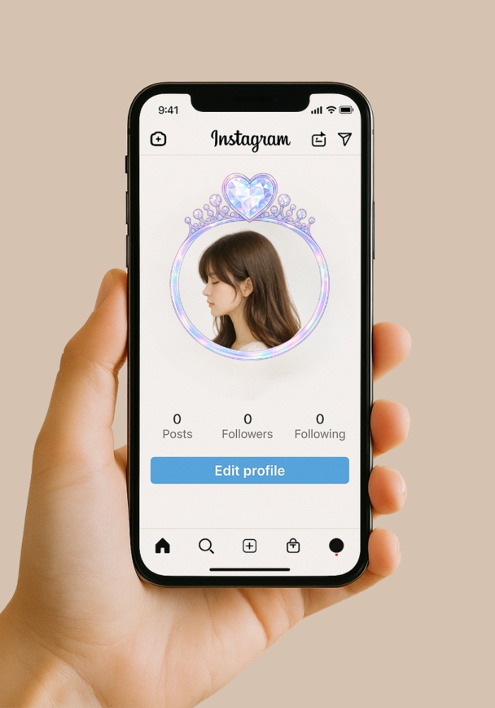 【アイコンリング】ゆめかわ ハートクラウン|透過PNG|4点セット|オーロラ・リボン・星チャーム|ガーリー