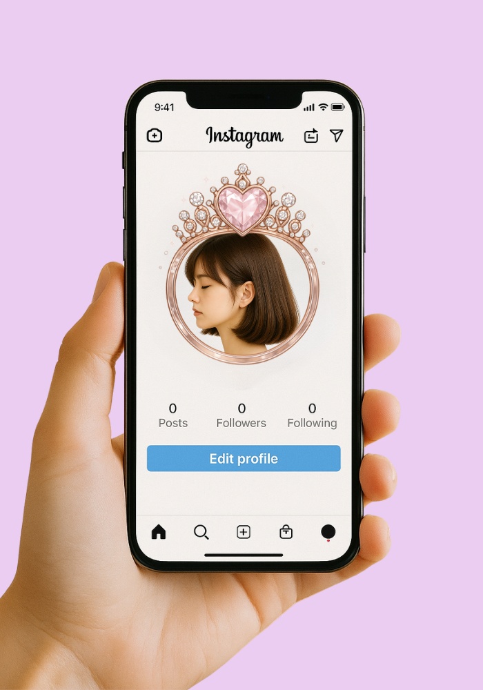 【アイコンリング】ピンクゴールド プリンセス|透過PNG|4点セット|ハート・クラウン・リボン