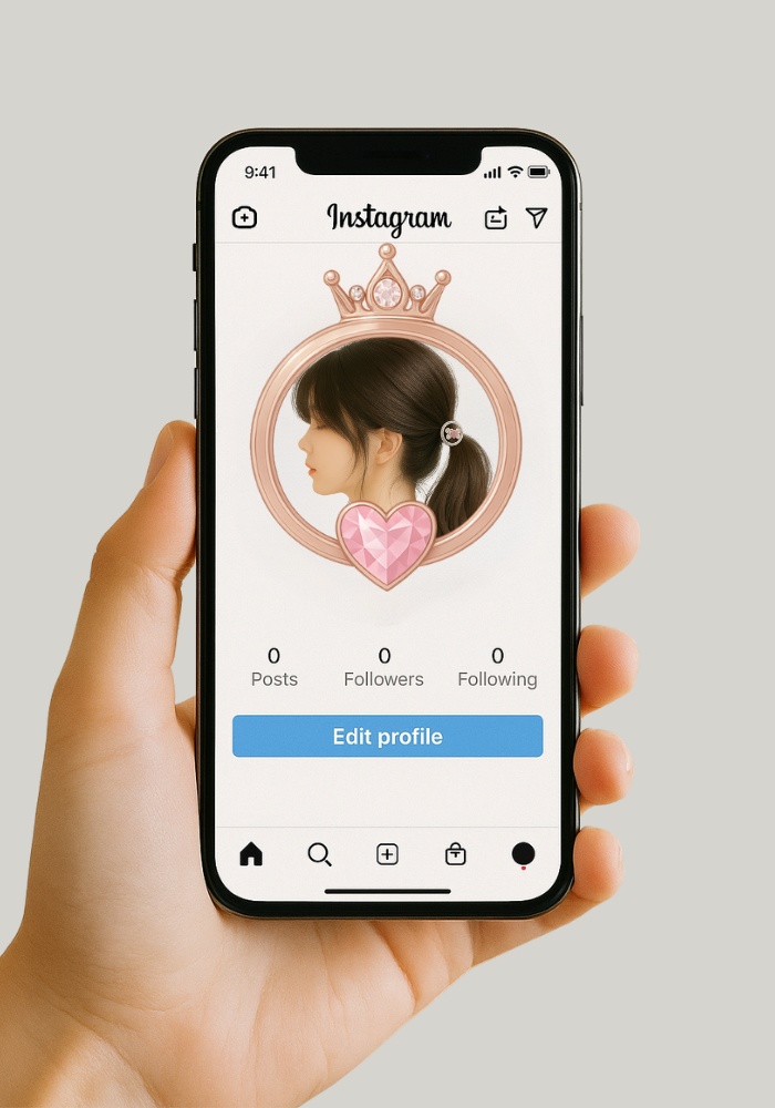 【アイコンリング】ピンクゴールド プリンセス|透過PNG|4点セット|ハート・クラウン・リボン