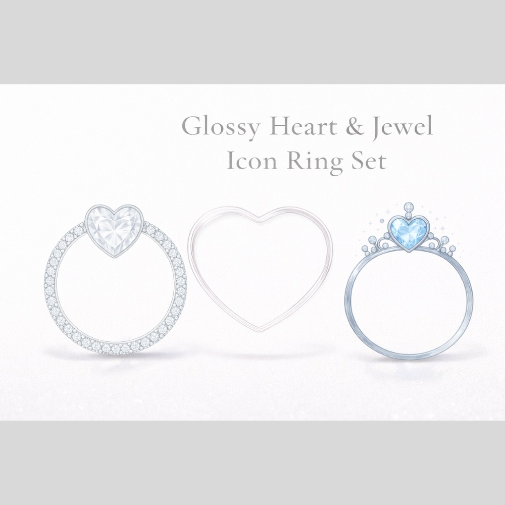 うるちゅるハート&ジュエルリング アイコン用リングオーバーレイ 3点セット