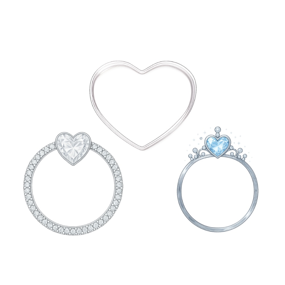 うるちゅるハート&ジュエルリング アイコン用リングオーバーレイ 3点セット