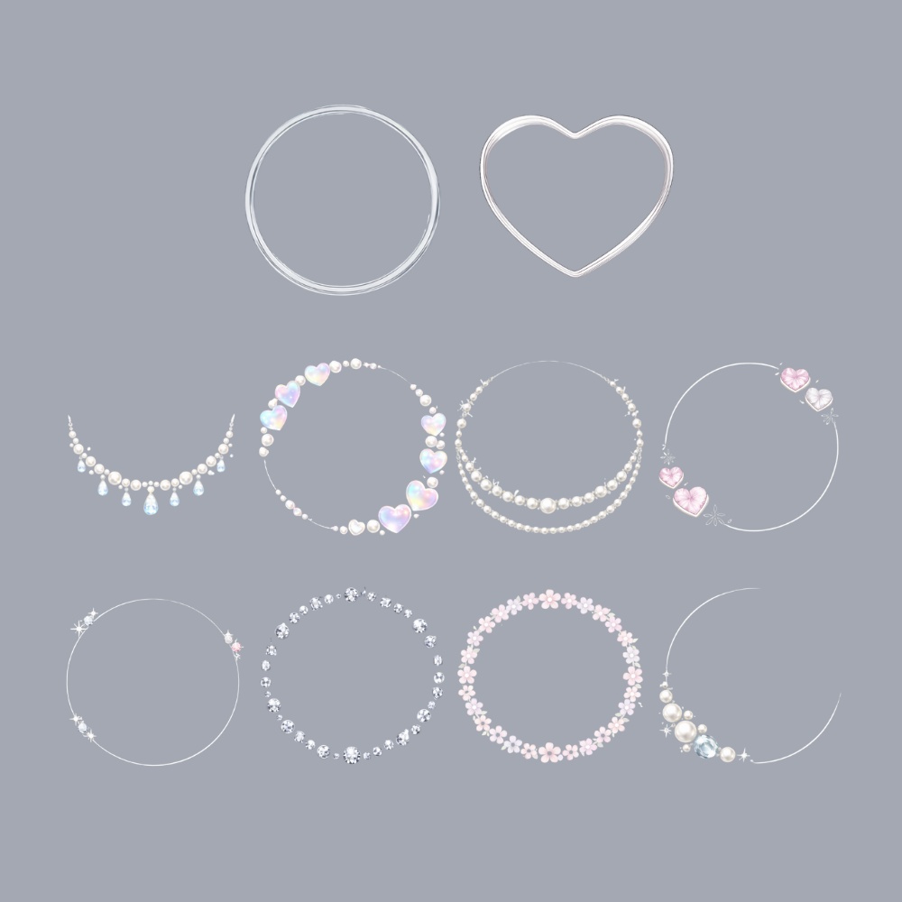 アイコンリング&オーバーレイ 10点セット 単品・重ね使いOK|透明ジュエリー素材